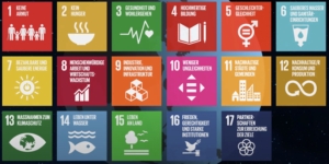 Klimabuendnis Österreich. Grafik der 17 Nachhaltigkeitszielen der UN, die SDGs